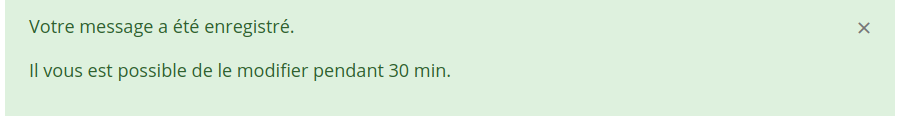 capture du message "30 minutes pour modifier son post"