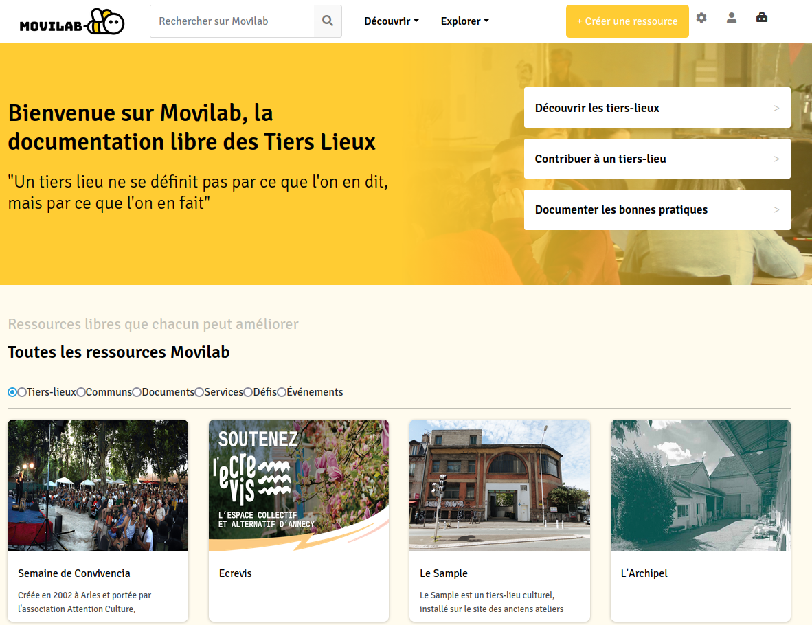 Capture de la page d'accueil du wiki https://movilab.org/wiki/Accueil