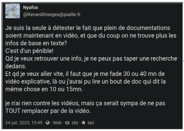 Capture d'un pouet de @RenardDneiges@piaille.fr