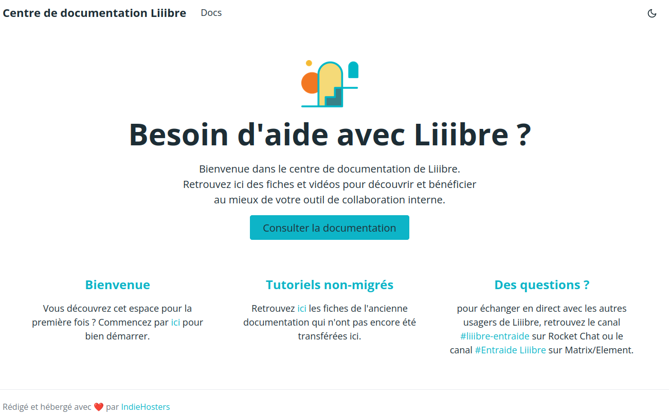 Capture de la page d'accueil du site https://doc.liiib.re/